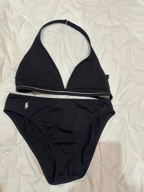 Ralph Lauren Black Halter Bikini Set with Subtle Logo size M/L